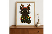 Cute Black Cat Christmas Wall Art, a Background Graphic by LaseredNinja (Thumbnail 4 of 7)