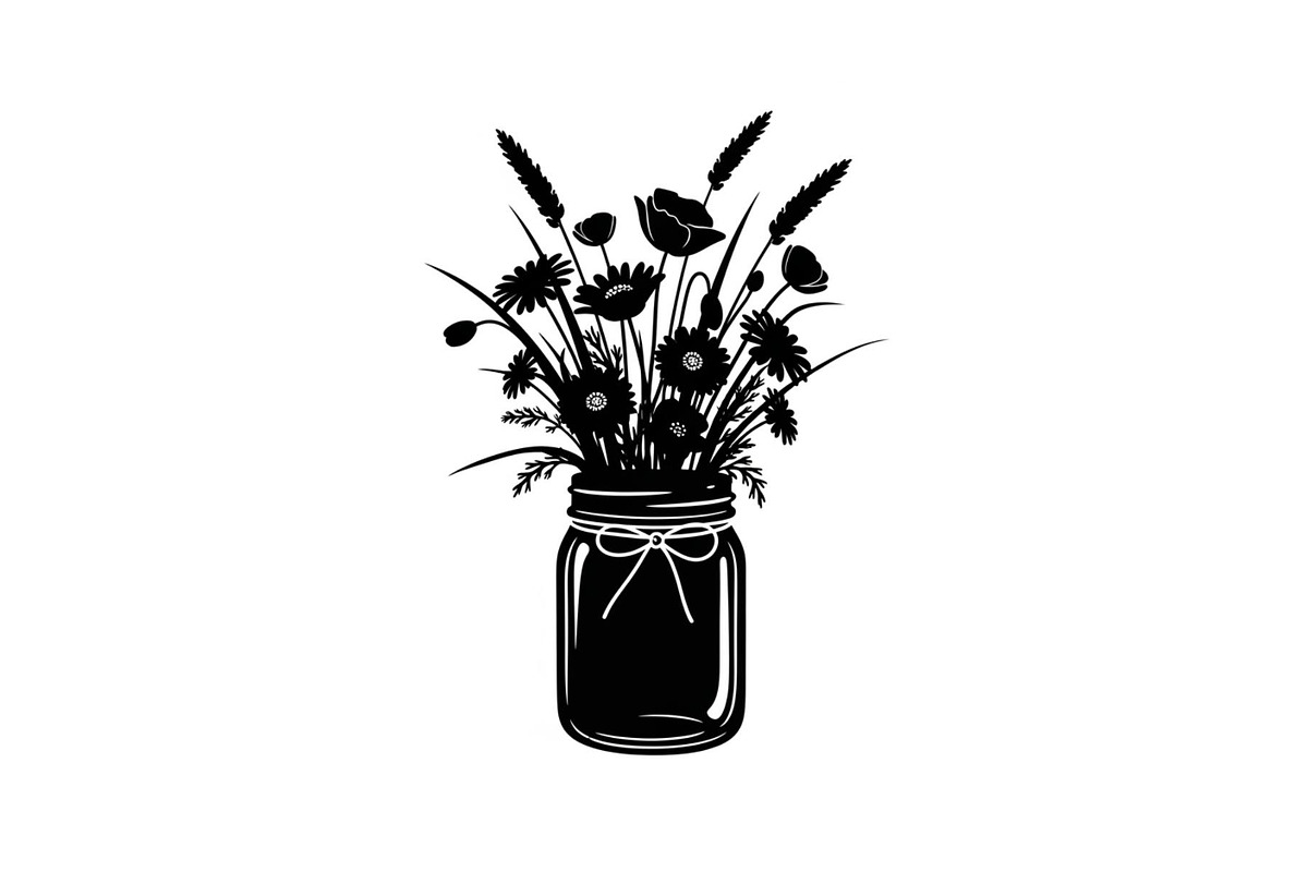 Wildflower Mason Jar SVG Bundle, an Illustration by Designs_River (Photo 8 of 31)