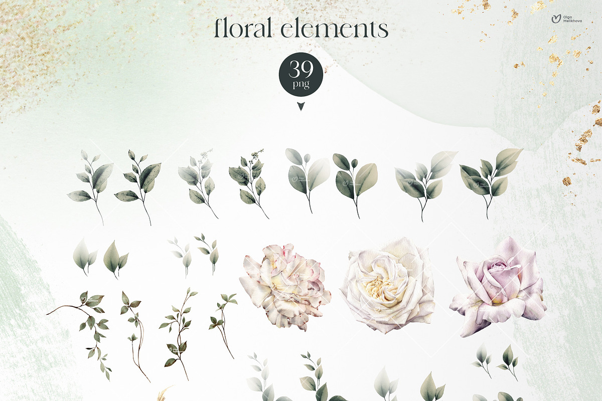 Watercolor floral collection, a Decorative Illustration by ollalya (Photo 7 of 12)