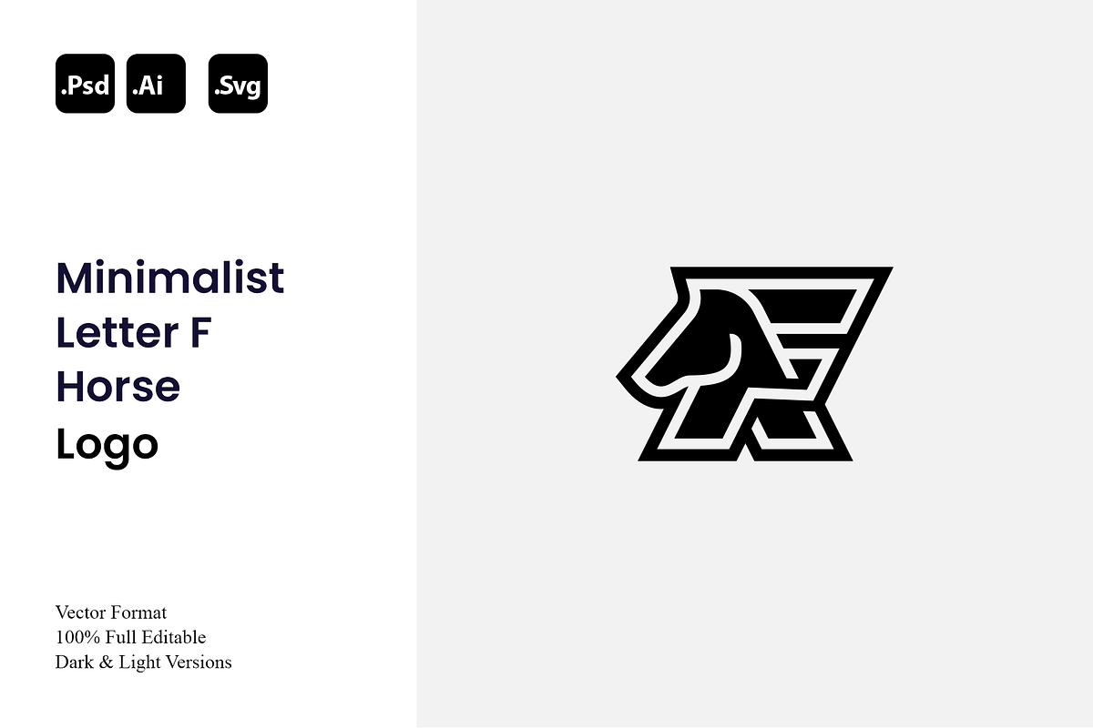Minimalist Letter F Horse Logo, a Branding & Logo Template by Luxury Logos (Photo 1 of 4)