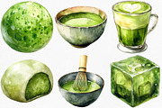 Watercolor Matcha Green Tea Clipart, an Illustration by Canvas Craft (Thumbnail 3 of 7)