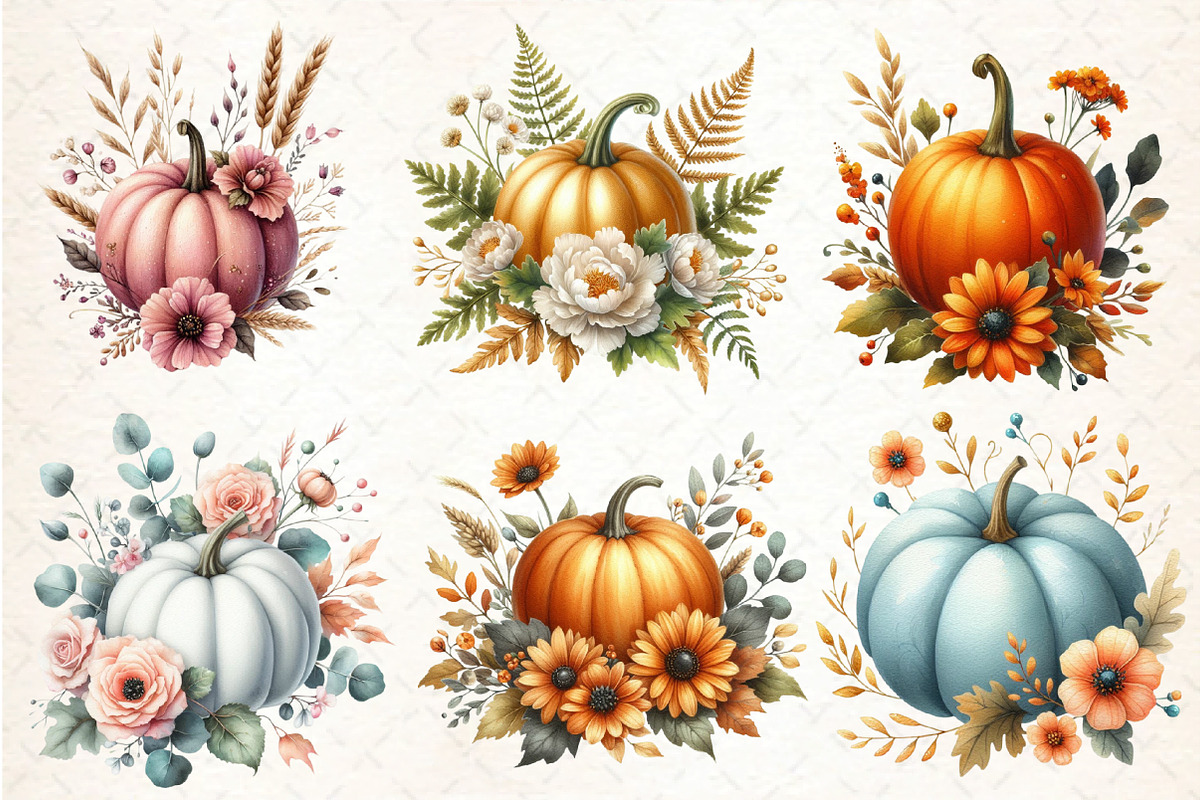 Watercolor Fall Pumpkin Floral, an Illustration by DreamCafeArt (Photo 2 of 5)