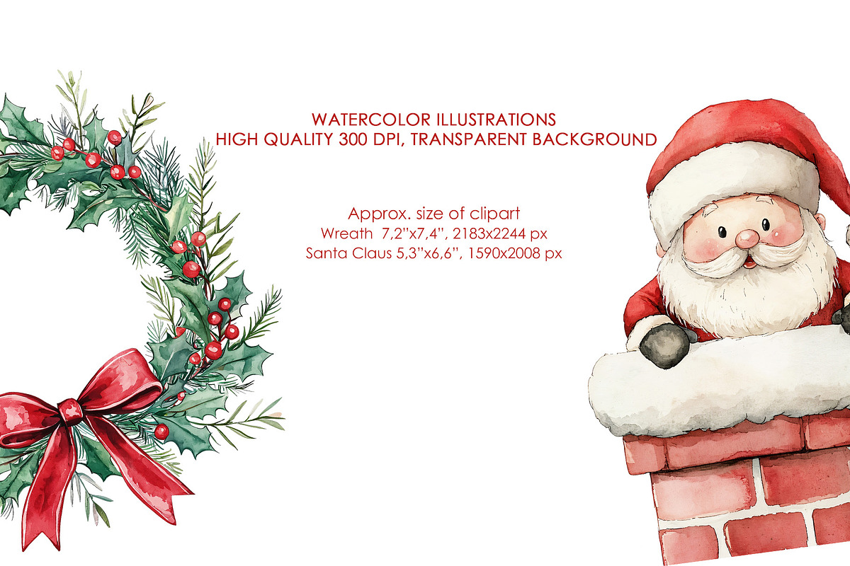 Classic Christmas watercolor clipart, a Graphic by AquarelleSpace (Photo 4 of 4)