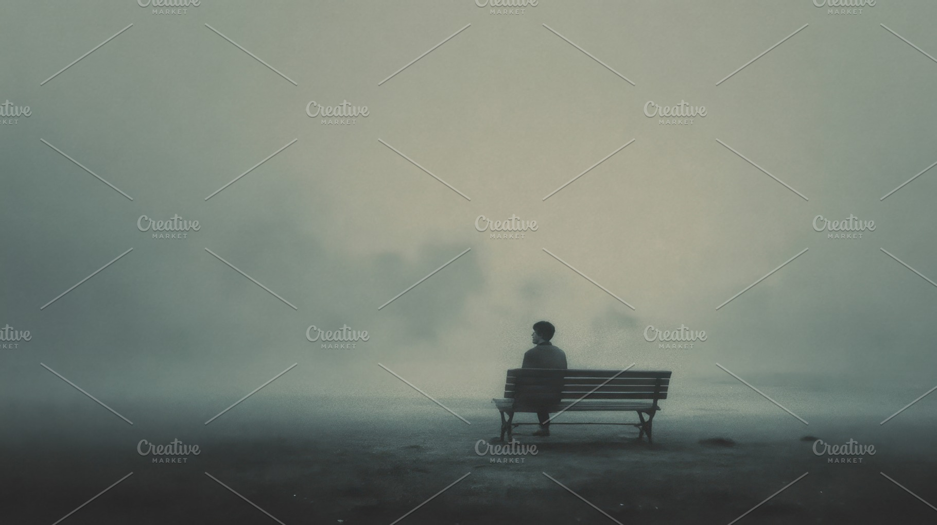 Person sitting on bench in fog, a Photo by Beautiful things