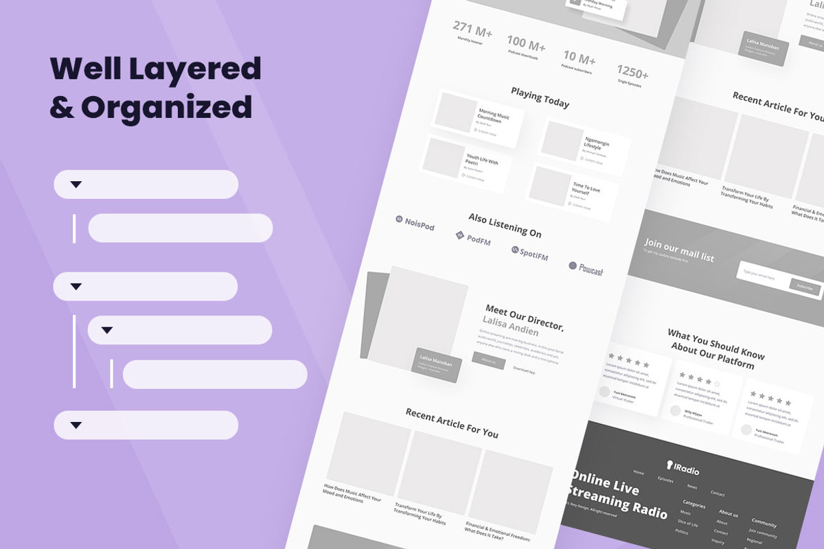 Radio Station Wireframe Website, a Wireframe Template by INSPR STD (Photo 2 of 6)