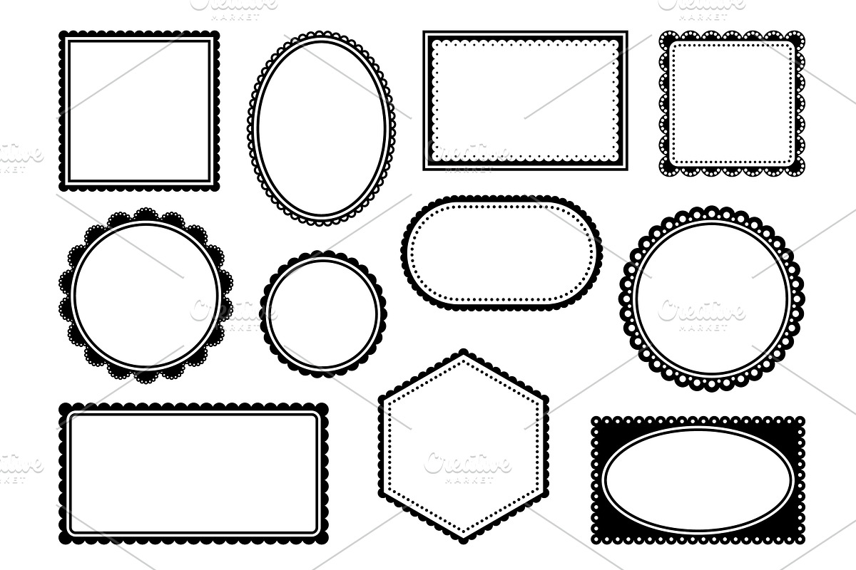 Scallop edge lace frames, borders, a Decorative Illustration by Vector Tradition
