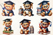 Watercolor Graduation Teddy Bear Cli, an Illustration by Libby Wishes (Thumbnail 2 of 6)