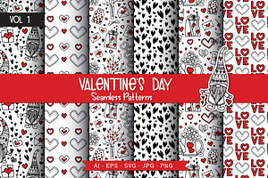 Valentine's Day 6 Seamless Patterns