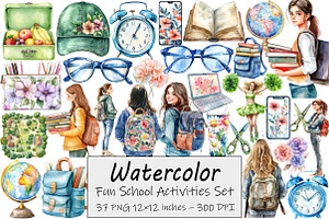 Fun School Activities Clipart, an Illustration by Design Market