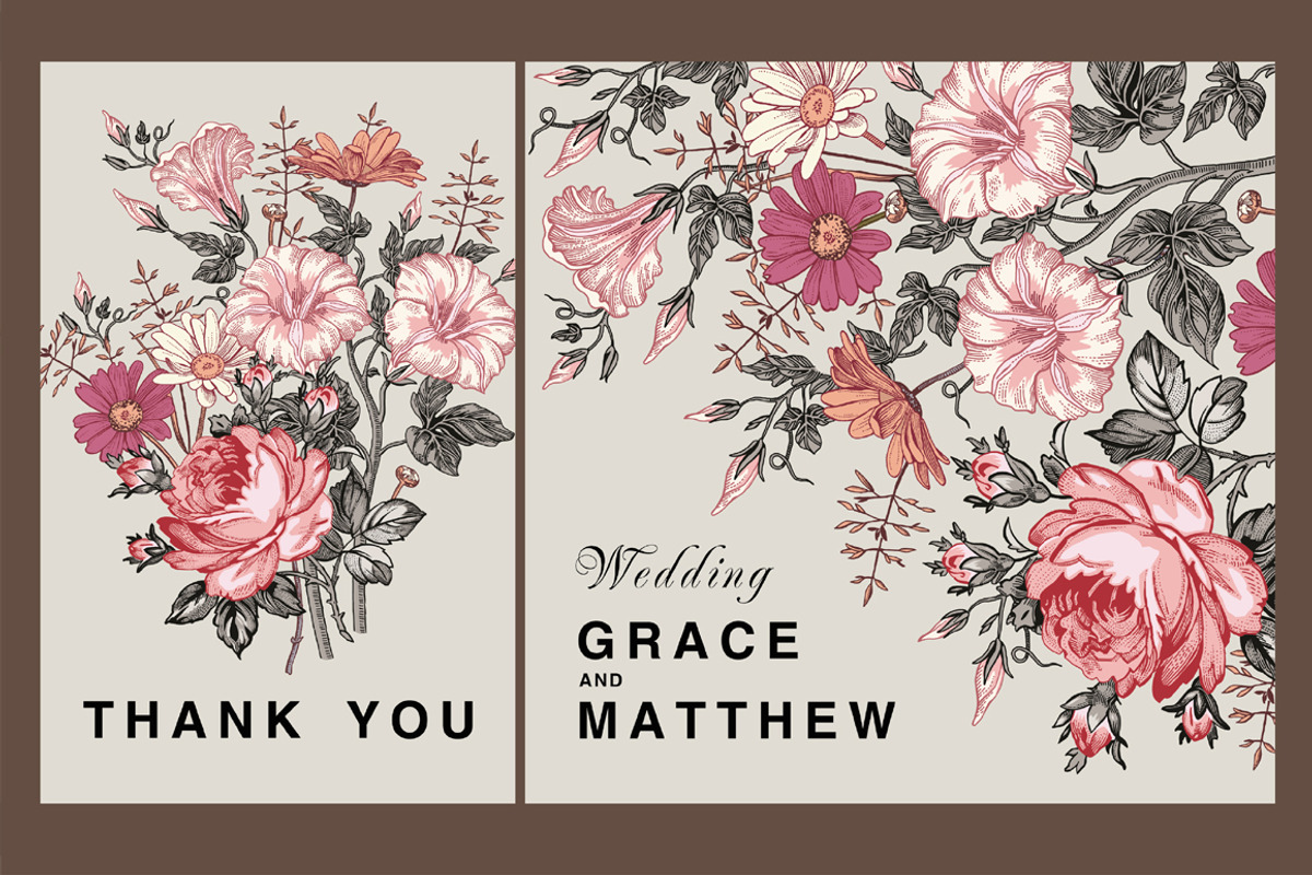 Wedding Flowers Roses Card Frame | Creative Market