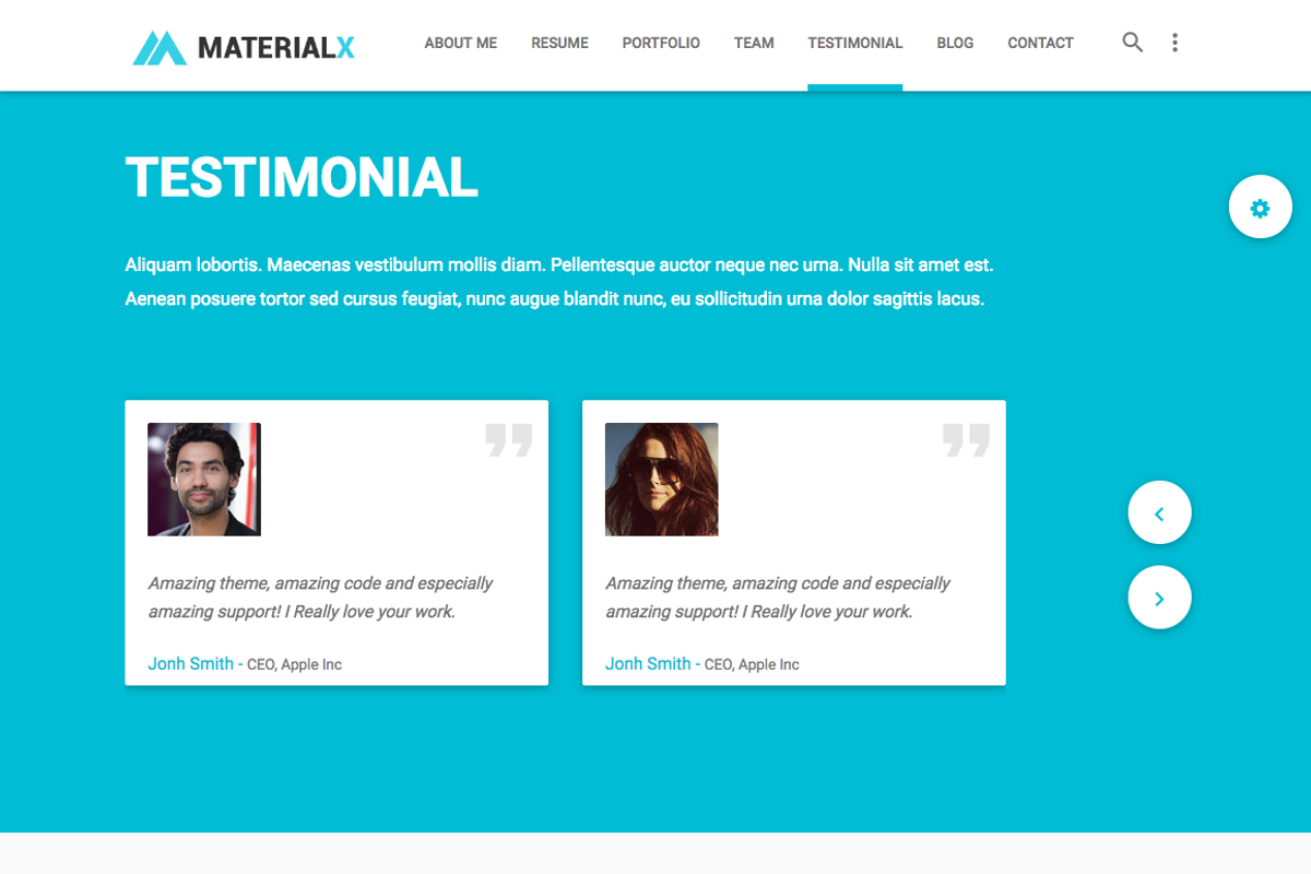Material Design Personal Resume, a Bootstrap Template by Codetic (Photo 7 of 8)
