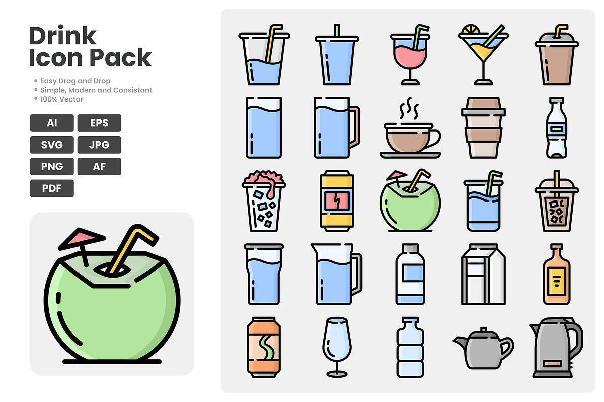 Drink Icon Pack, a Duotone Icon by erifqizeicon (Photo 1 of 3)