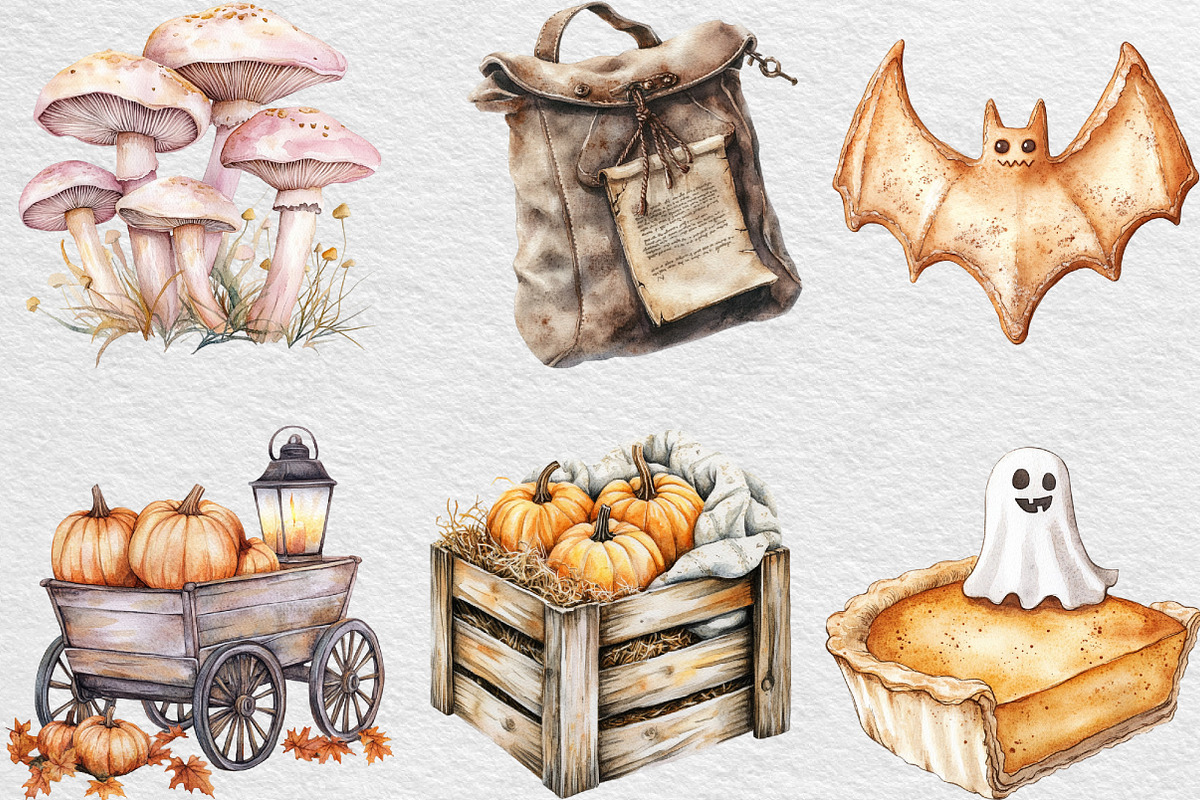 Soft Rustic Halloween Clipart, an Illustration by Black Bird Studio (Photo 4 of 6)