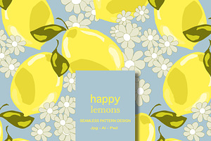 Happy Lemons,fruits & Daisy Flowers