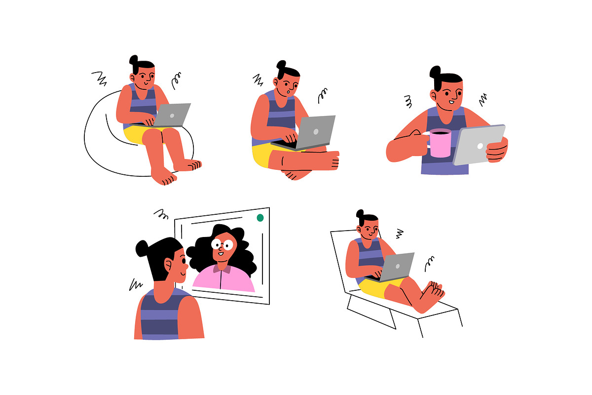 Character Remote Worker Man Vol 1, a Work Illustration by SLAB! Design (Photo 2 of 3)
