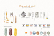 Sewing Supplies Clipart, an Illustration by Julia M. Watercolor (Thumbnail 4 of 13)