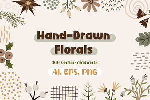 100 Hand-Drawn Vector Florals