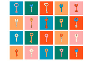 Set Of Various House Key Silhouette