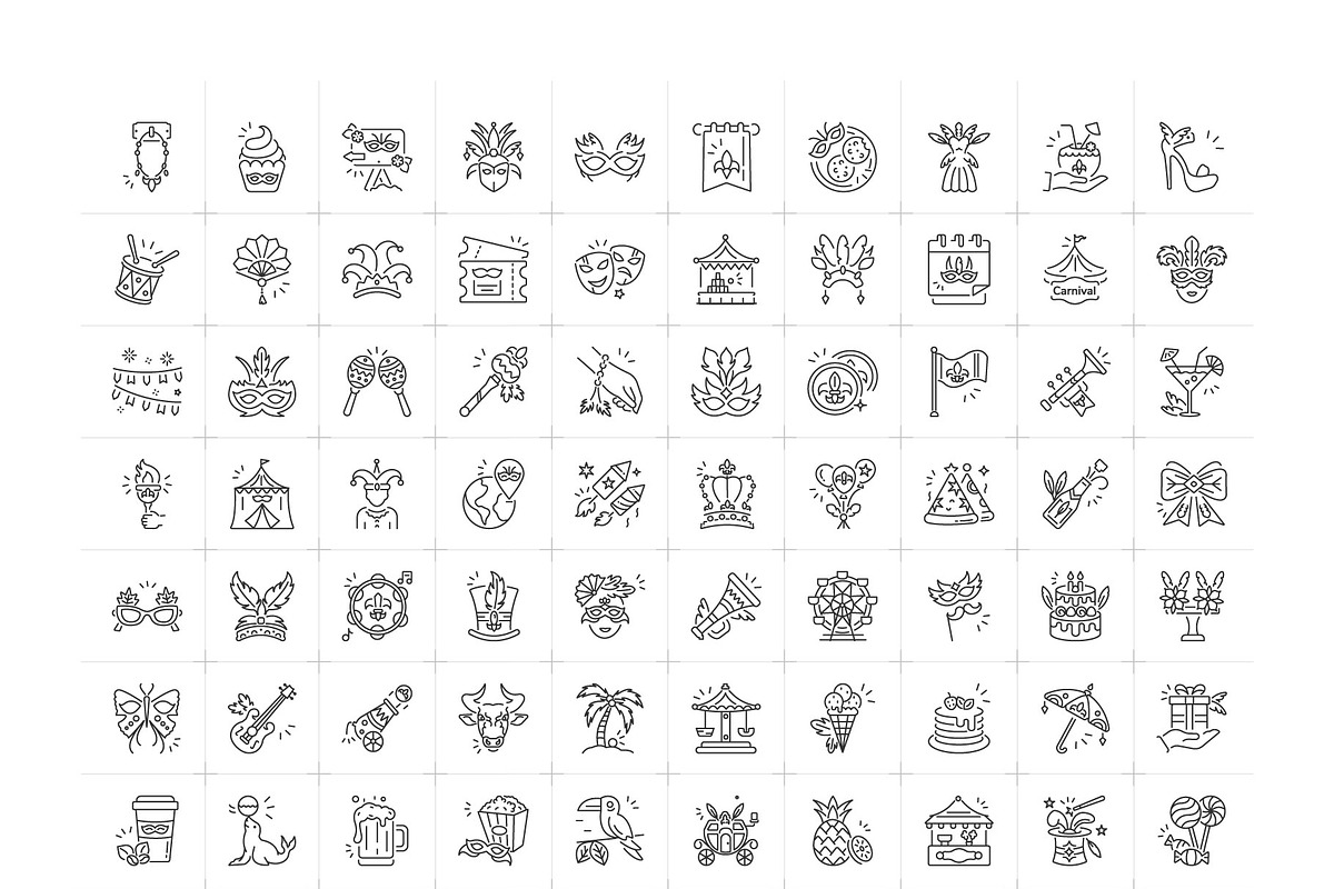 Mardi Gras Linear Icons Set, an Outline Icon by Prosymbols (Photo 5 of 5)