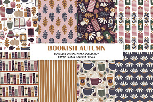 Bookish Autumn Seamless Patterns