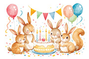 watercolor birthday Cakes Party, a Graphic by Creativeshirt (Thumbnail 3 of 14)