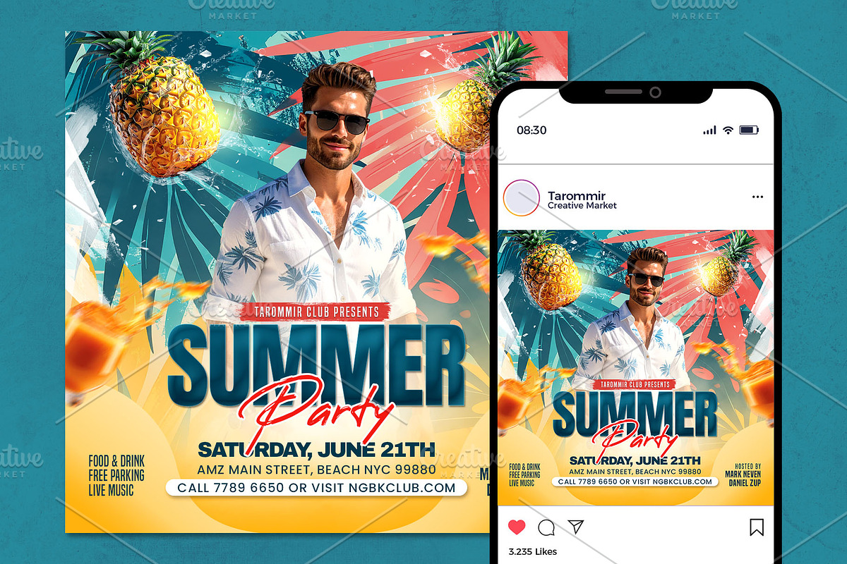 Summer Party Flyer Template, a Flyer Template by Tarommir (Photo 2 of 3)