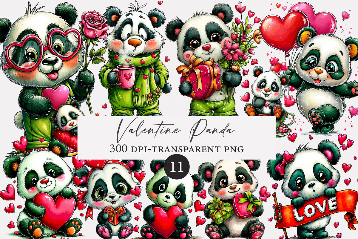 Valentine Panda clipart, an Illustration by Designworld (Photo 1 of 3)