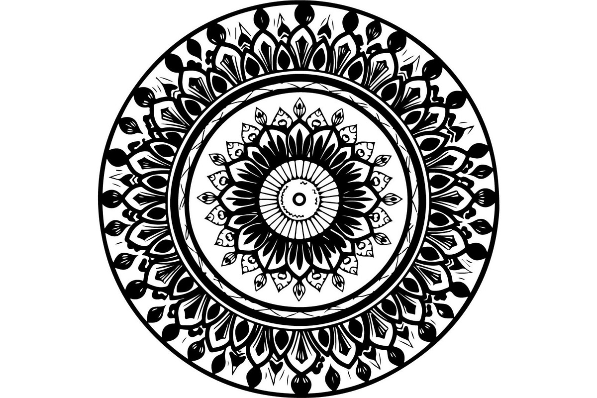 Black Floral Mandala Vector Bundle, a Decorative Illustration by Designer_Momina (Photo 6 of 21)