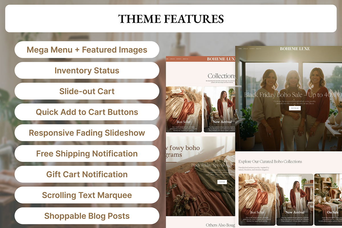 Boheme - Luxe Boho Shopify 2.0 Theme, a Shopify Template by AtelierDuVow (Photo 8 of 10)