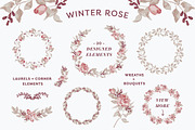 Winter Rose Watercolor Collection, a Seasonal Illustration by Laurel Autumn (Thumbnail 2 of 5)