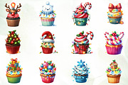 Christmas Cupcake Christmas Cupcakes, an Illustration by CreationArt (Thumbnail 2 of 4)