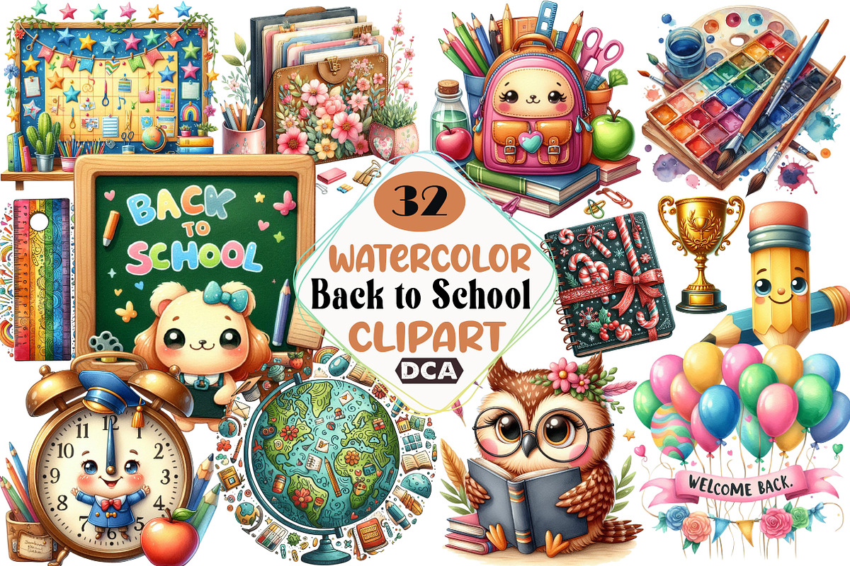 Back to School Clipart -Set, an Illustration by DreamCafeArt (Photo 1 of 5)