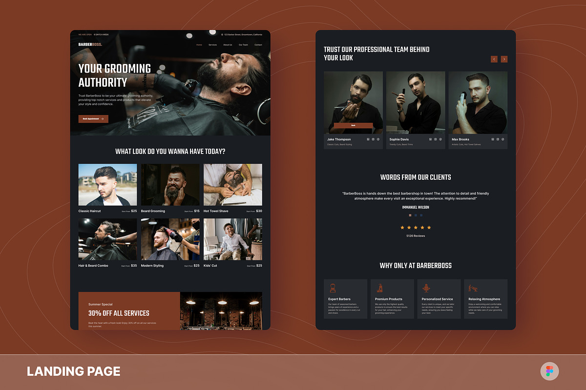 BarberBoss - Barbershop Landing Page, an UI Kit Template by Studio Delapan (Photo 3 of 3)