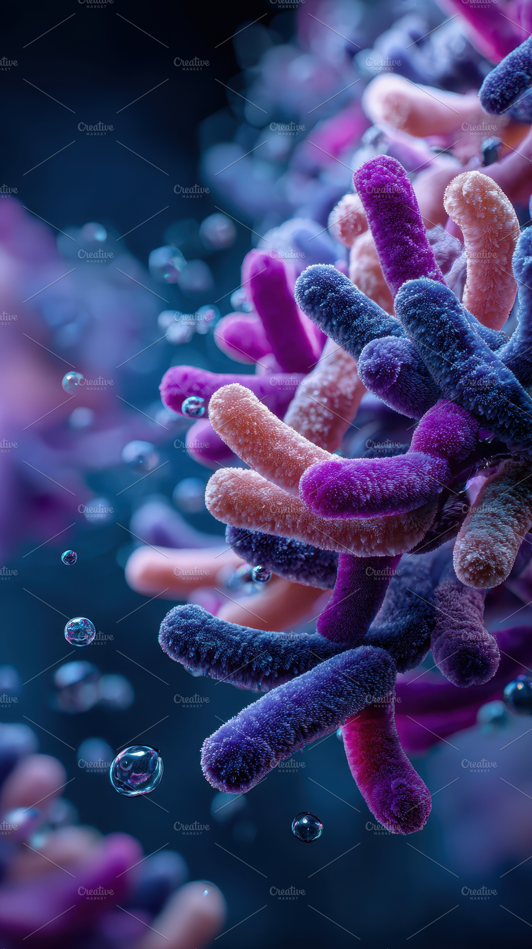 Microscopic Bacteria Cluster Abstrac, a Photo by Pixeness Studio