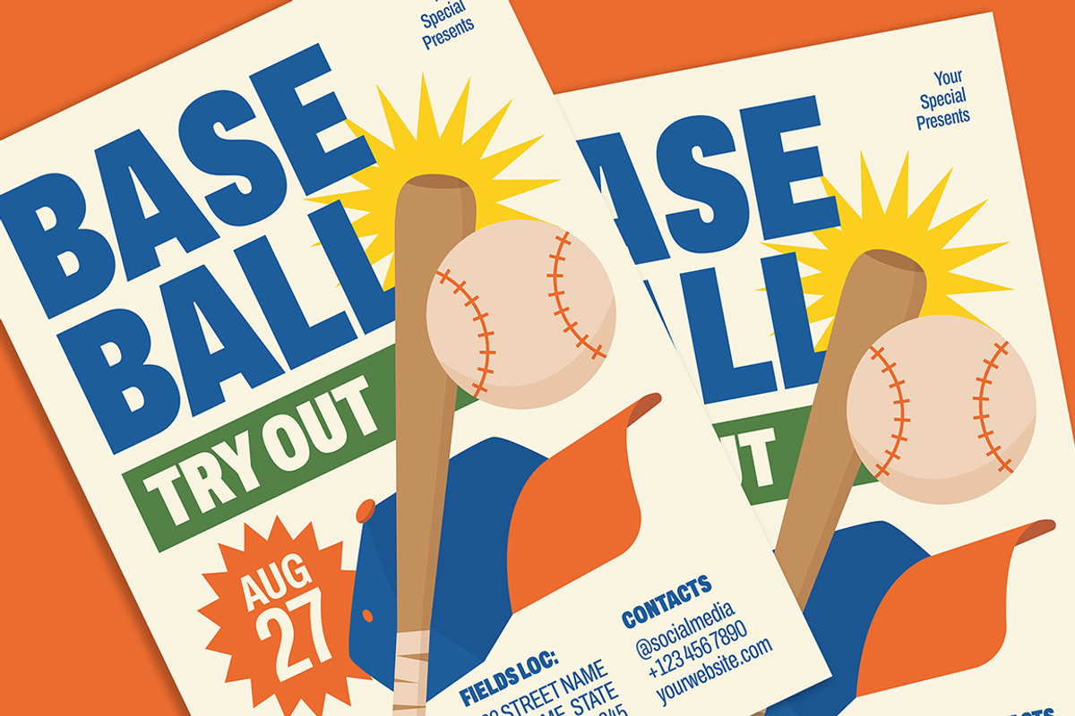 Modern Baseball Flyer, a Flyer Template by Gumico Studio. (Photo 2 of 3)