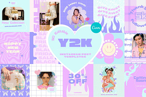 Y2K Instagram Post Templates Canva, a Social Media Template by Hell Yeah Designs
