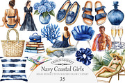 Navy Coastal Girls Clipart, an Illustration by Design Market (Thumbnail 1 of 4)