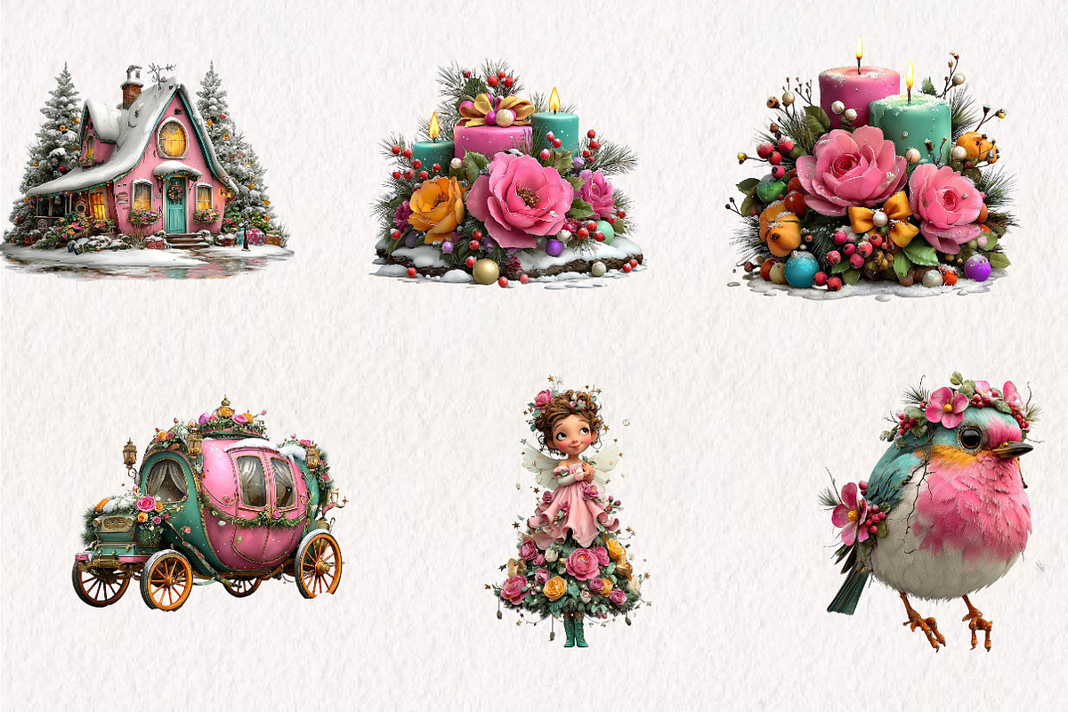 Pink Christmas clipart, a Seasonal Illustration by CreationArt (Photo 4 of 7)