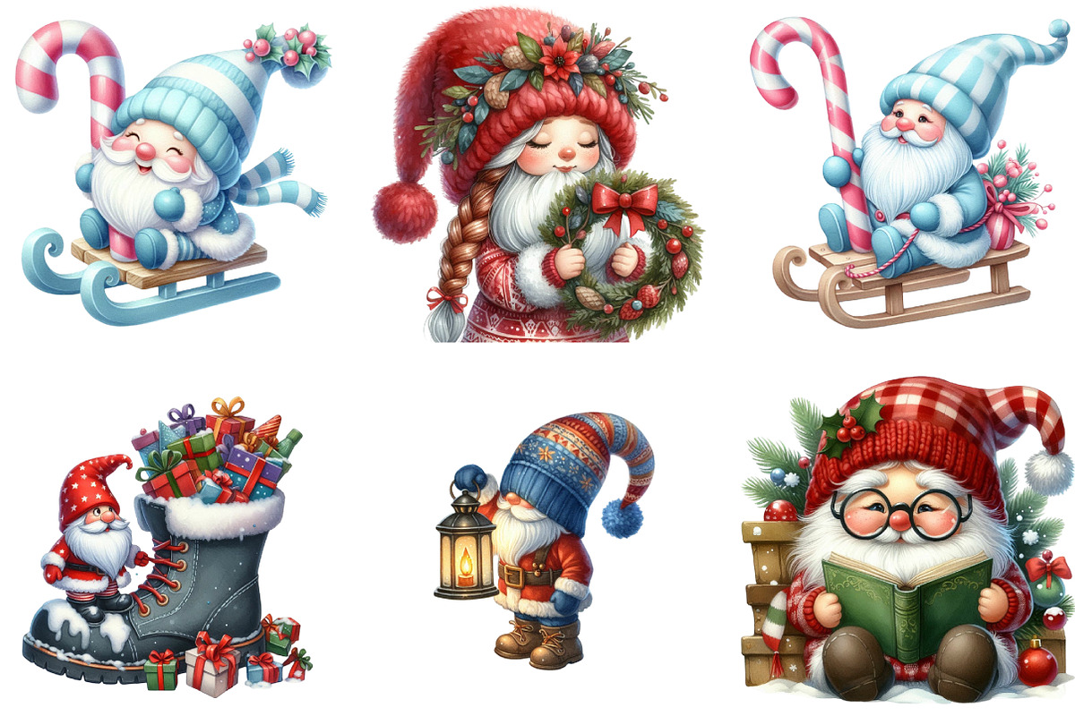 Cozy Christmas Gnomes Clipart, an Illustration by DreamArtGraphic (Photo 2 of 5)