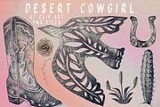 Desert Cowgirl Pen + Ink clipart, an Object Illustration by Eryn Rose Design (Thumbnail 1 of 17)