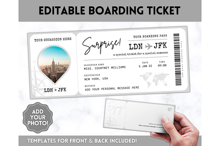 Boarding Pass Template, EDITABLE, a Templates & Theme by Templatables