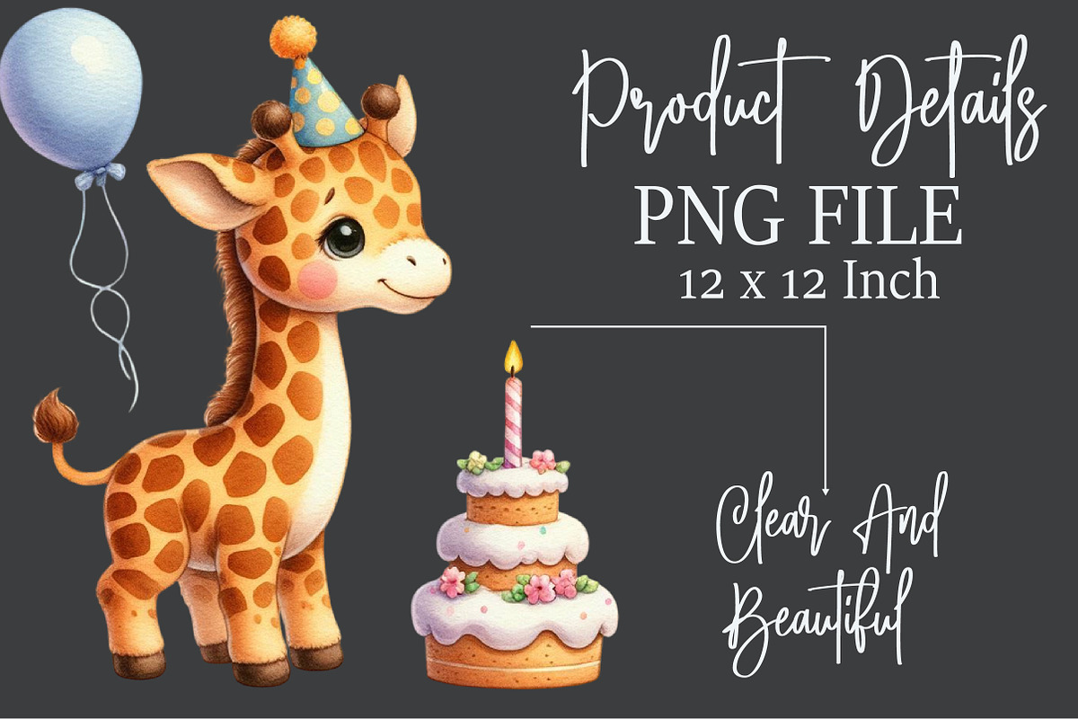 Cute Giraffe Watercolor Cliparts, an Illustration by Rose Art (Photo 7 of 7)