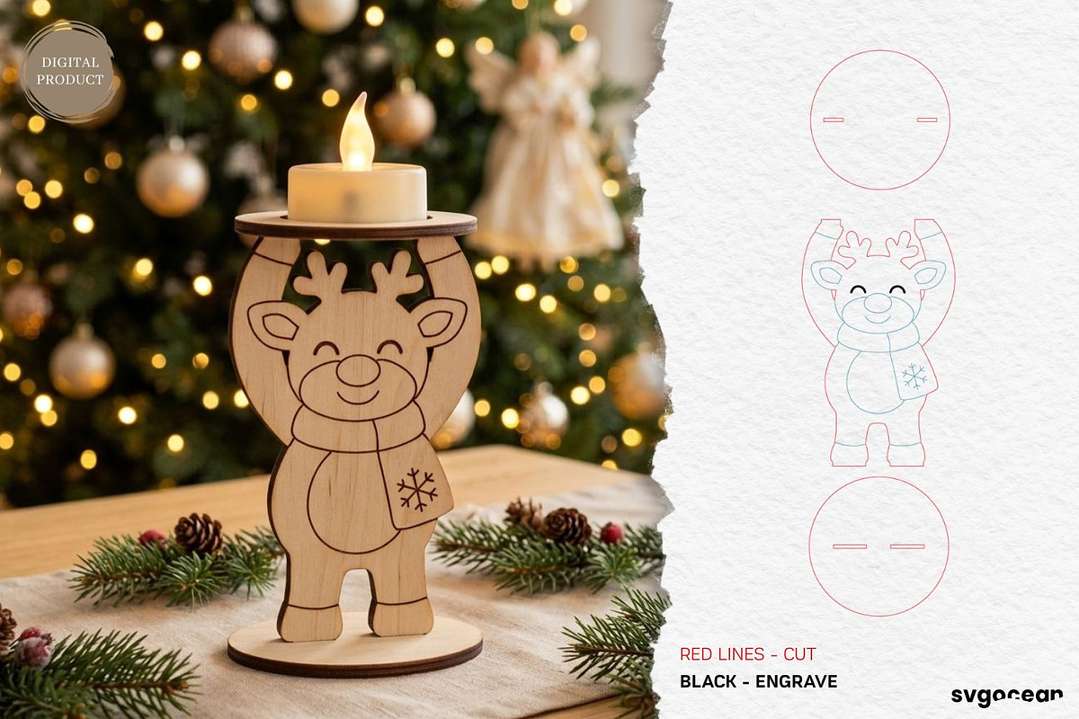 Christmas Character Candle Holders, a Decorative Illustration by svgocean (Photo 4 of 14)