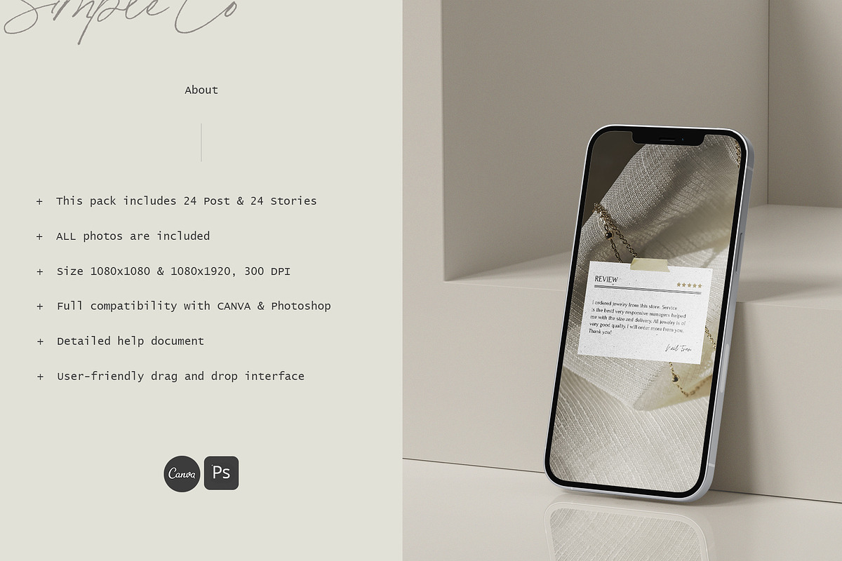 CANVA & PS / Aster Social Media Pack, a Social Media Template by Simple có (Photo 2 of 13)