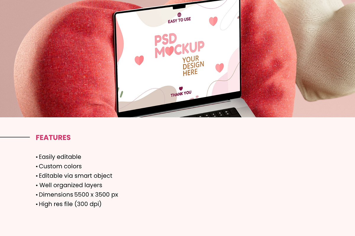 Valentine's Day Laptop Mockup, a Mac Mockup by TandemStock (Photo 2 of 4)