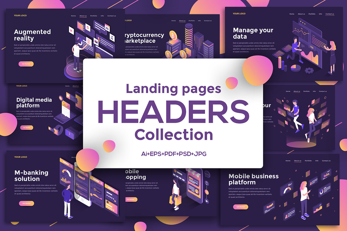 Landing page templates, dark theme, a Templates & Theme by Creative Graphics (Photo 1 of 12)