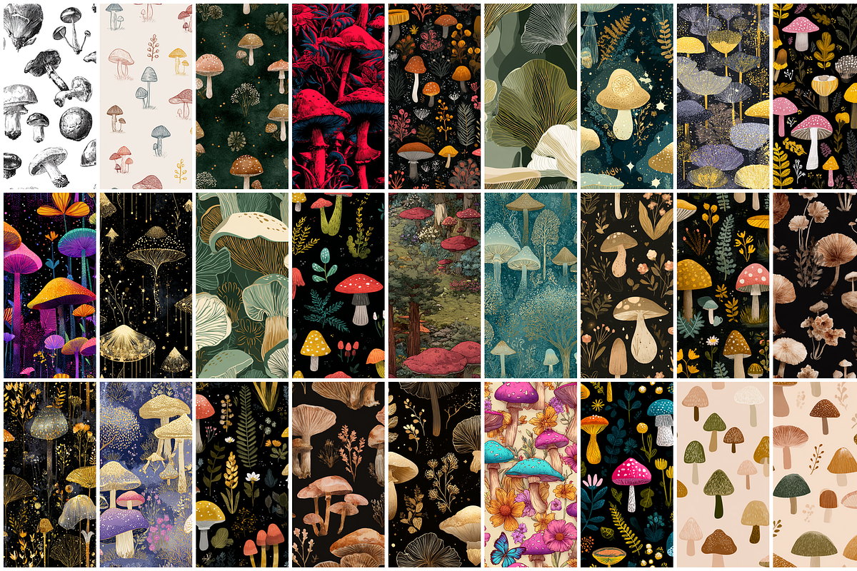 110 Mushrooms Seamless Patterns, a Pattern Graphic by mkStudioLab (Photo 3 of 4)