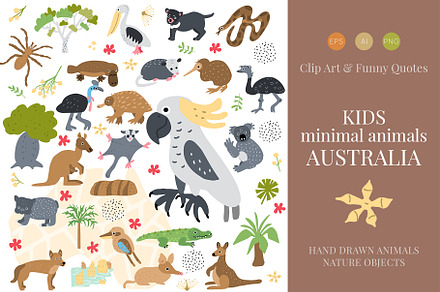 Kids Minimal Animals. Australia