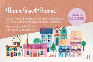 Watercolour Home Sweet Homes