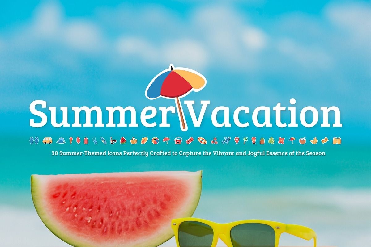 Summer Vacation - 30 Vibrant Icons, a Solid Icon by Claymoon Lab (Photo 1 of 5)